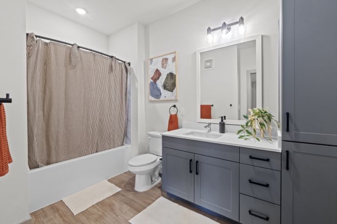 Modern Apartment Home with Bathroom featuring built-in cabinets in Austin TX